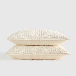 QUINCE European Linen Cotton Stitch Sham Set King Ivory 6677